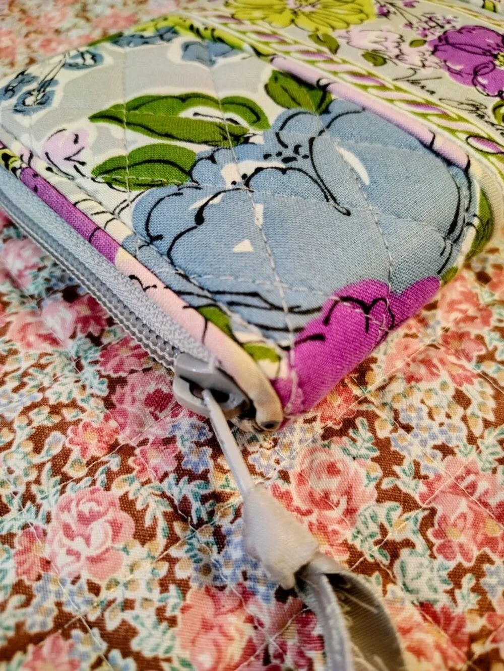 Vera Bradley Watercolor Zip Around Clutch Floral Wallet - Picture 9 of 14